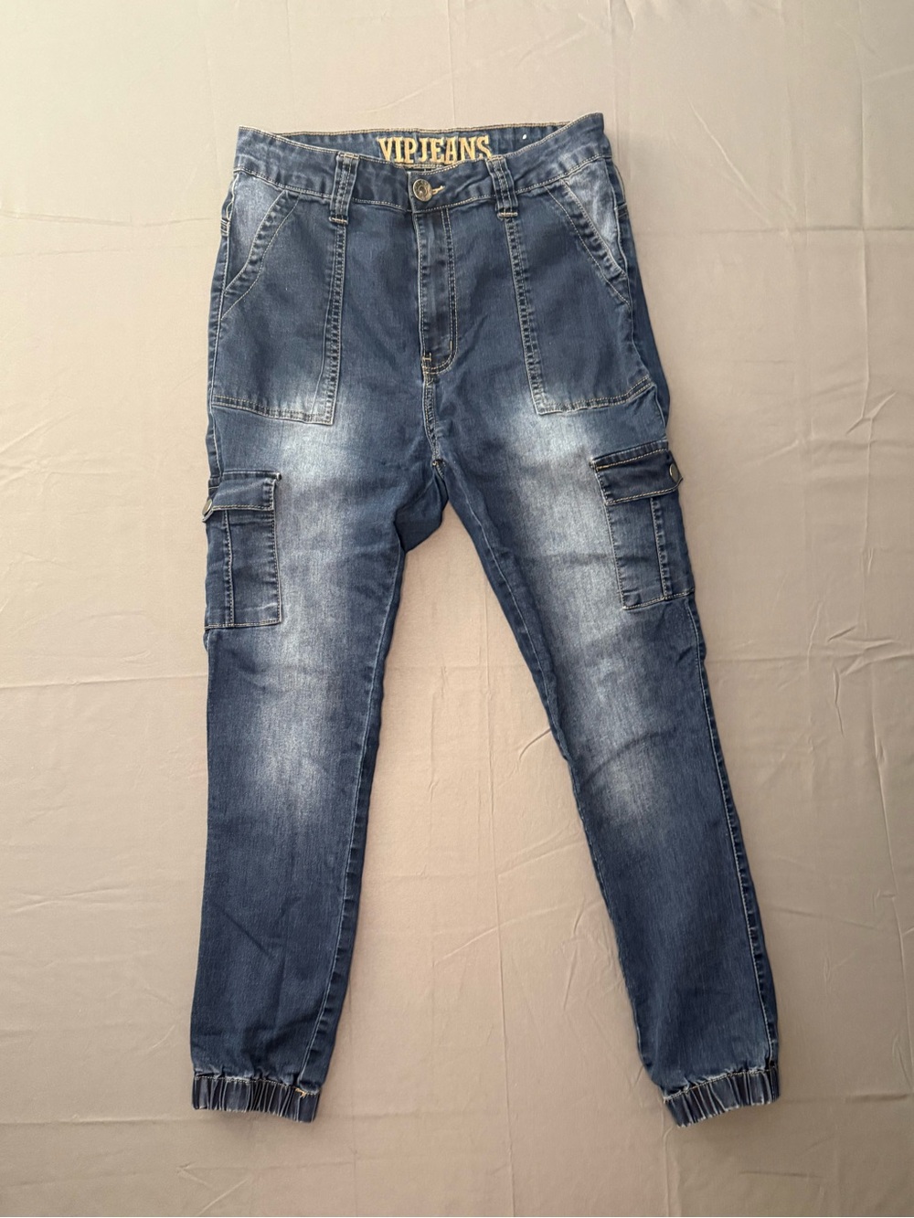 VIP Jeans High Waisted Denim Crago Jogger Pants Medium Wash